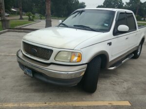 White Ford pickup truck